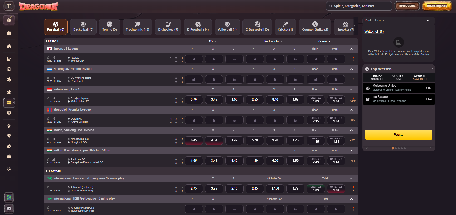 Dragonia Casino Live Wetten