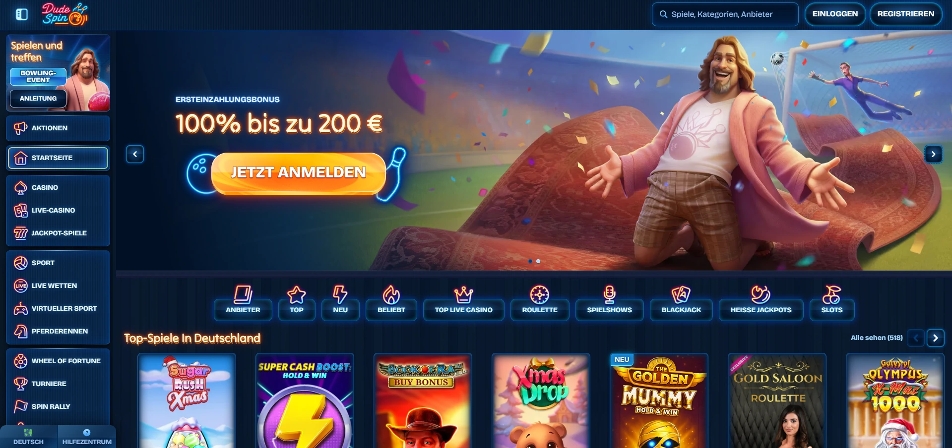 DudeSpin Casino Sportwetten Bonus