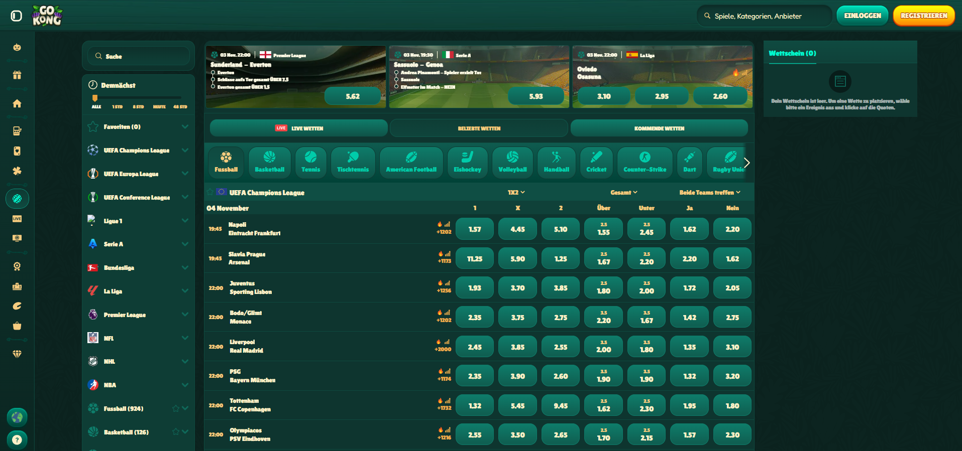 GoKong Casino Sportwetten